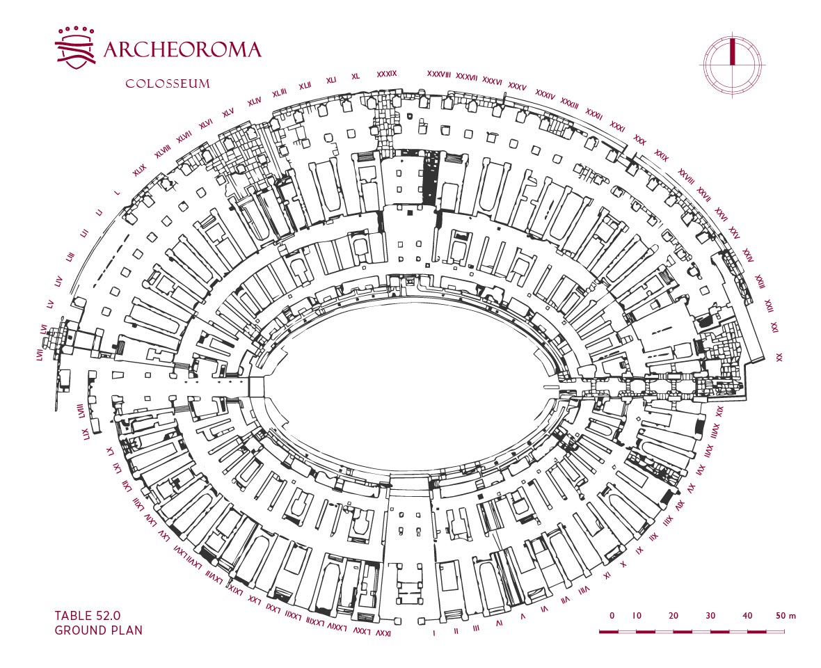 Ground plan of the Colosseum (Flavian Amphitheatre) | ArcheoRoma