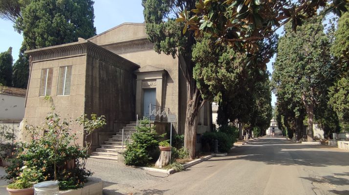 Facade of the Egyptian temple within the Monumental Cemetery of Verano, Rome