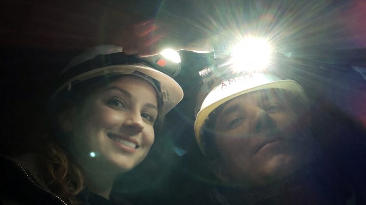 Team exploring the underground galleries beneath the Temple of Claudius in Rome.