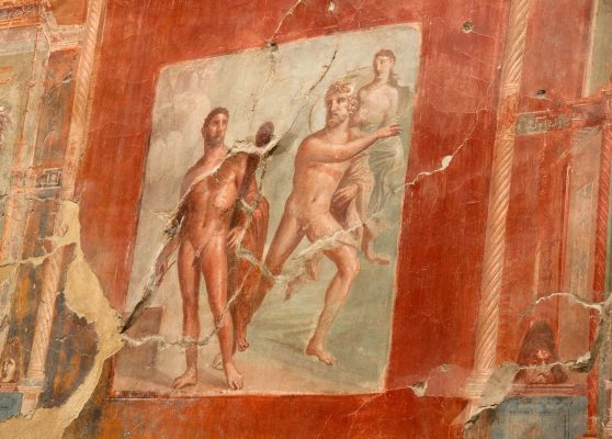Pompeian Fresco with Mythological Figures