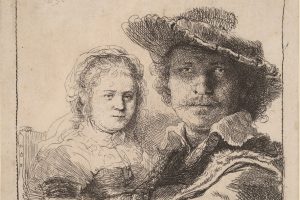 Rembrandt van Rijn, Self-Portrait with Saskia, 1636, etching (detail)