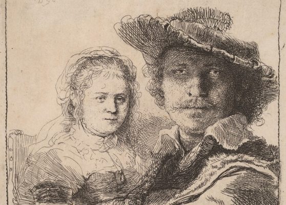 Rembrandt van Rijn, Self-Portrait with Saskia, 1636, etching (detail)