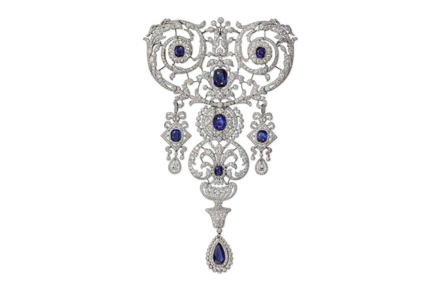 Stomacker Stomacher brooch, 1907; platinum, diamonds, sapphires; Cartier ...