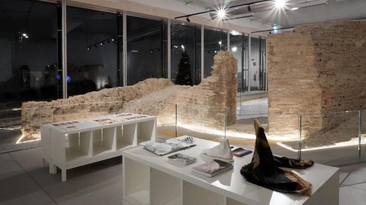 Street-level exhibition area of the Colosseo – Fori Imperiali metro station