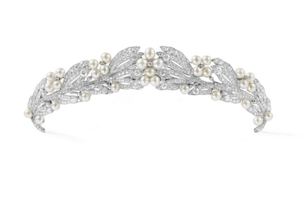 Tiara. Platinum, diamonds, natural pearls. Cartier Paris