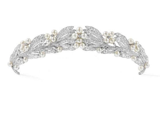 Tiara. Platinum, diamonds, natural pearls. Cartier Paris