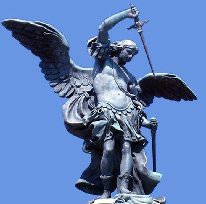 The statue of Archangel Michael. The top of the Castel Sant'Angelo
