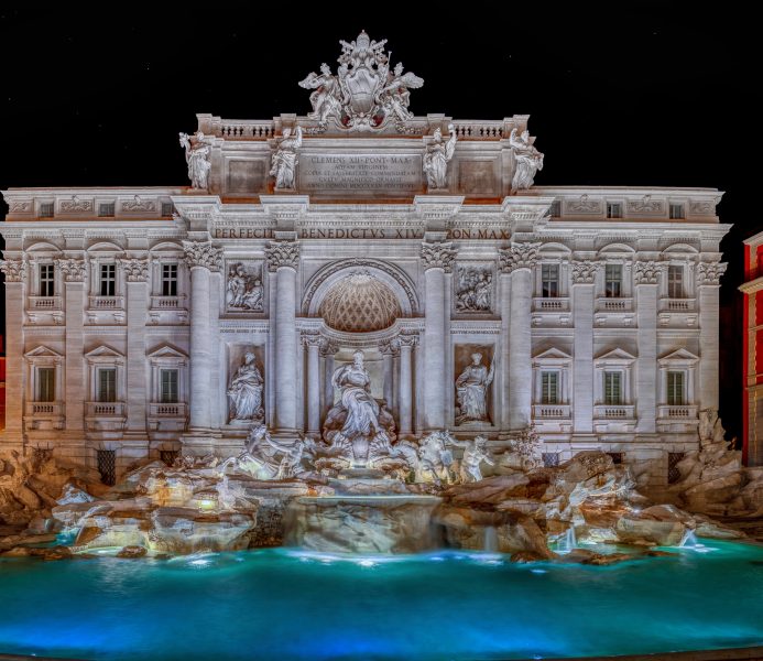 Trevi Fountain at night, a Baroque masterpiece