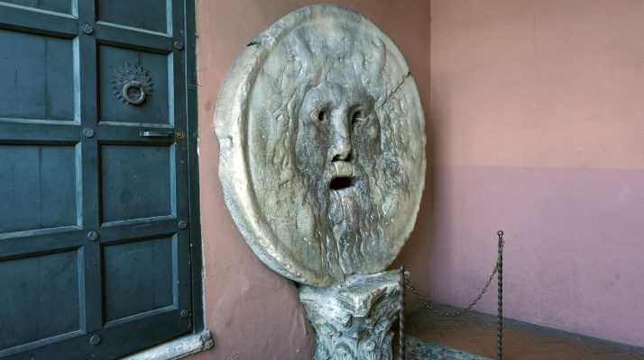 The Mouth of Truth, an ancient marble mask in Rome's Santa Maria in Cosmedin.